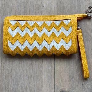 Pick Your Plum Wristlet White Yellow Clutch New